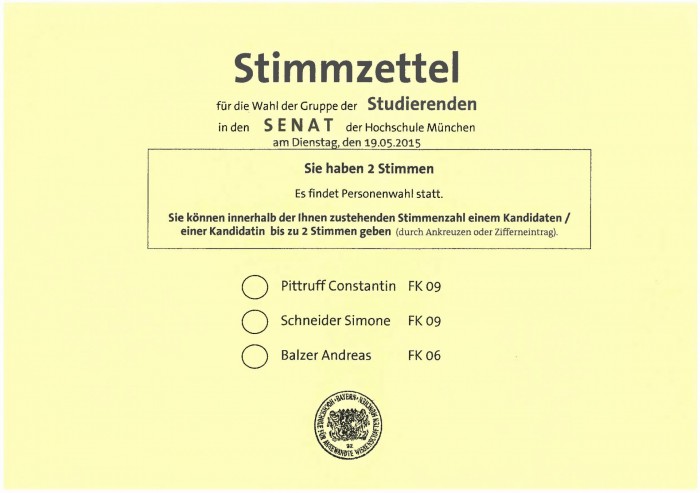 Hochschulwahl 2015 - Senat