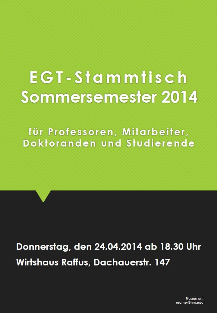 Einladung zum EGT-Stammtisch am 24.04.2014