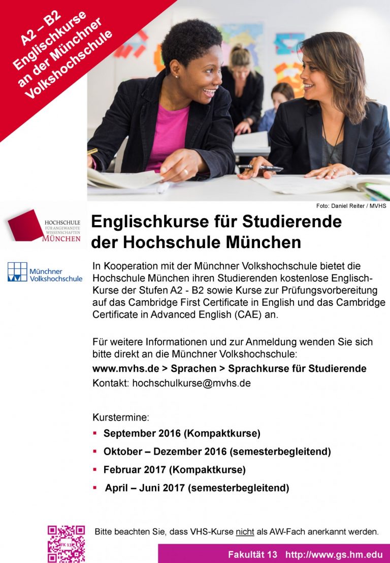 Kostenlose Englisch-Kurse der Stufen A2 – B2