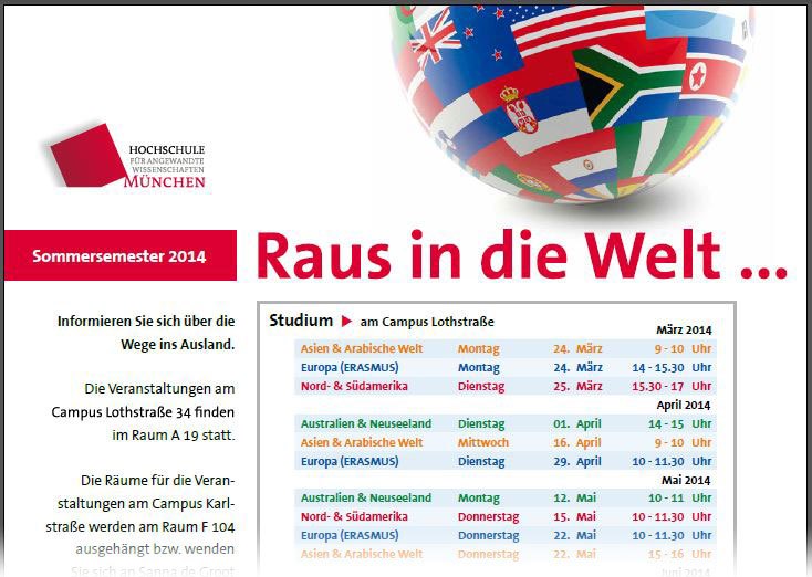 Raus in die Welt – Austauschprogramme der Hochschule München